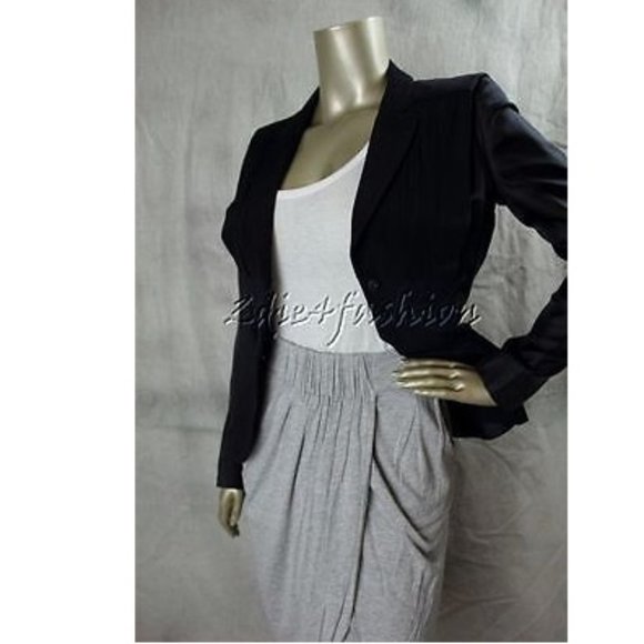 $2135 New PRADA Silk Navy Reboutinette Pleated Fitted Acetate Silk Jacket 6 - Picture 4 of 6